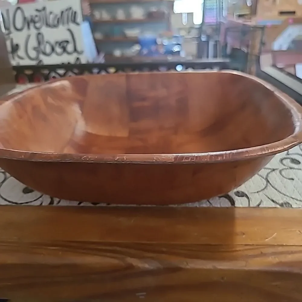 Vintage  wooden Basket Weave Bowl